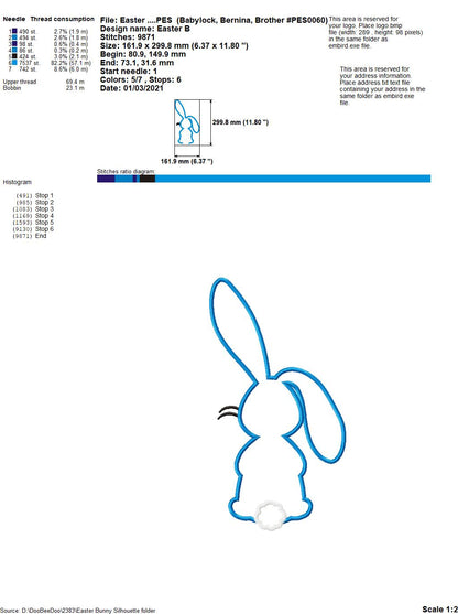 Easter Bunny Silhouette - Applique
