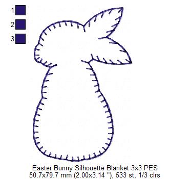 Easter Bunny Silhouette Blanket Stitch - Applique