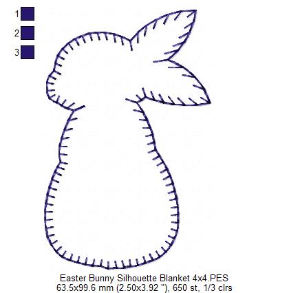 Easter Bunny Silhouette Blanket Stitch - Applique