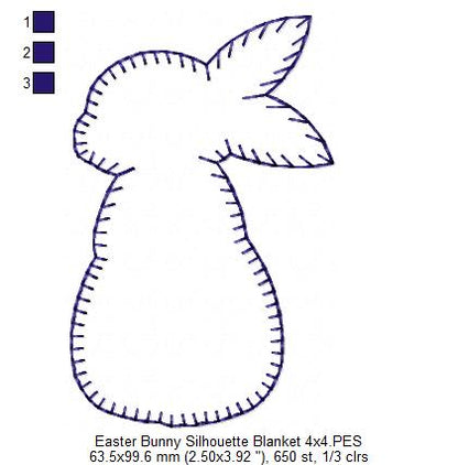 Easter Bunny Silhouette Blanket Stitch - Applique