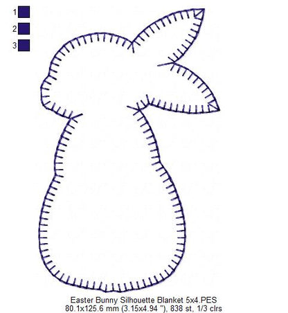 Easter Bunny Silhouette Blanket Stitch - Applique