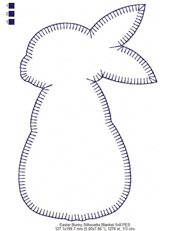Easter Bunny Silhouette Blanket Stitch - Applique