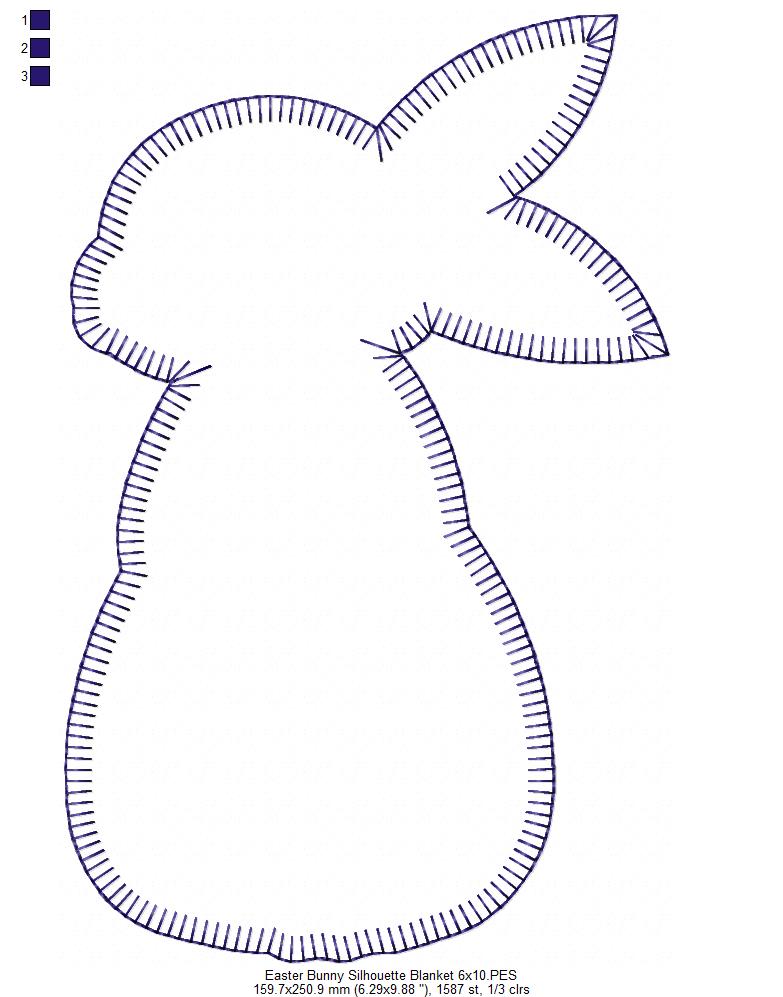 Easter Bunny Silhouette Blanket Stitch - Applique
