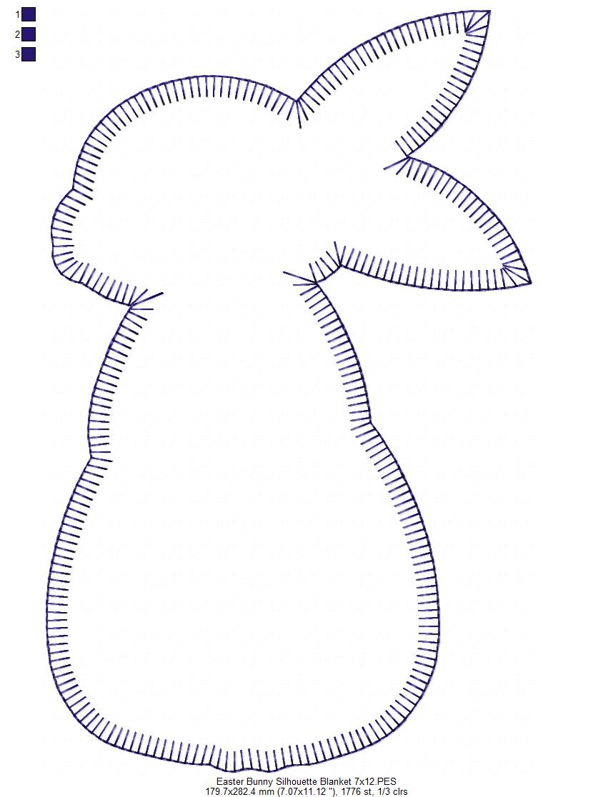 Easter Bunny Silhouette Blanket Stitch - Applique