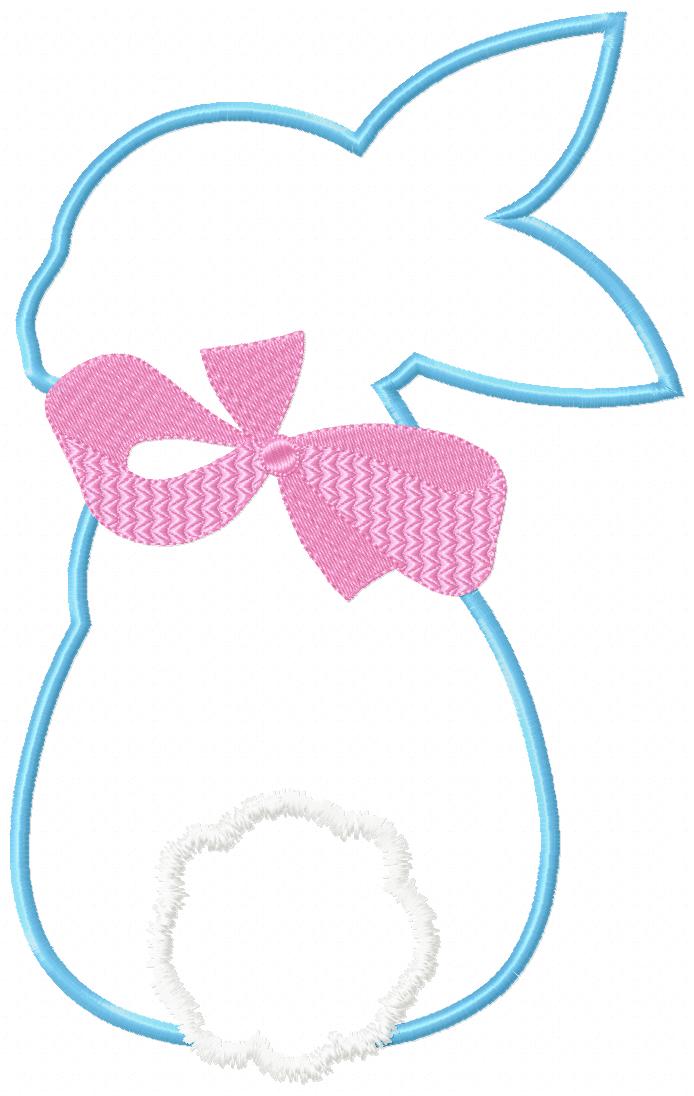 Easter Bunny Silhouette with Bow - Applique