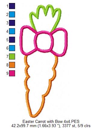 Easter Carrot with Bow - Applique