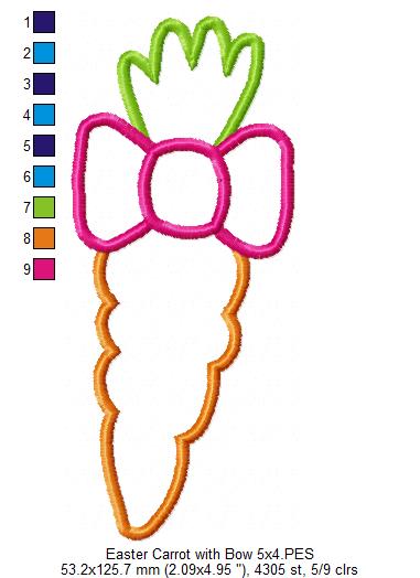 Easter Carrot with Bow - Applique