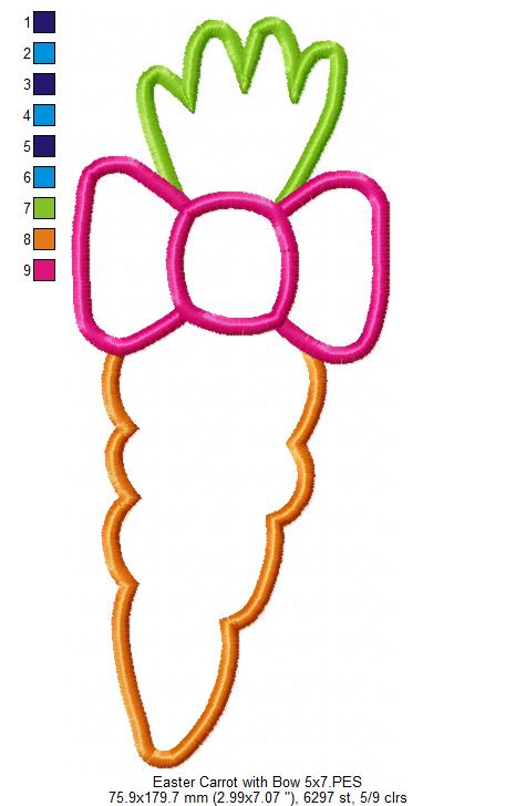 Easter Carrot with Bow - Applique
