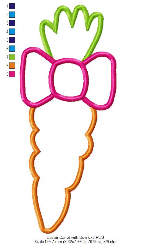 Easter Carrot with Bow - Applique