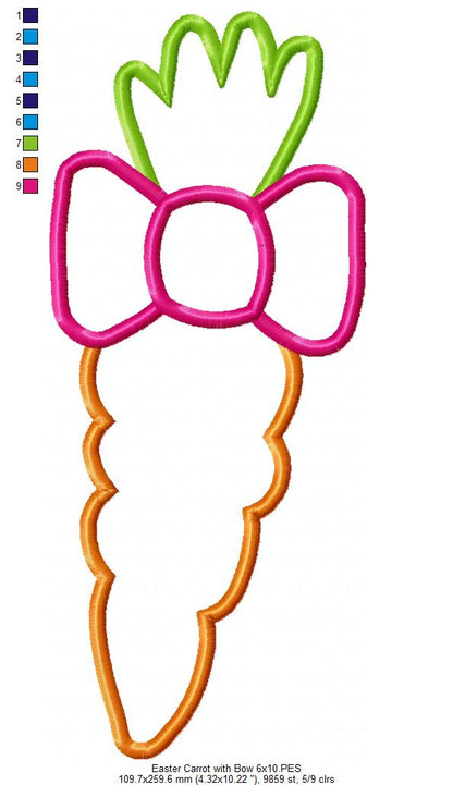 Easter Carrot with Bow - Applique