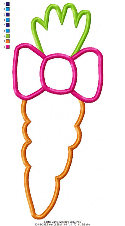 Easter Carrot with Bow - Applique