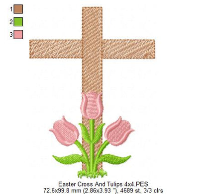 Easter Cross with Tulips - Fill Stitch