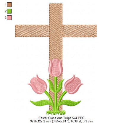 Easter Cross with Tulips - Fill Stitch