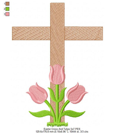 Easter Cross with Tulips - Fill Stitch