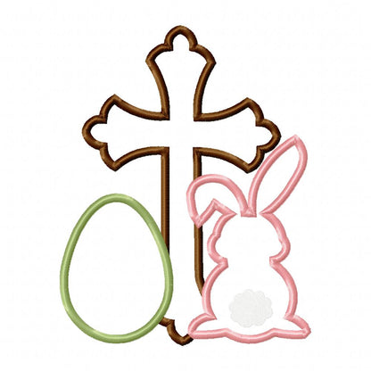 Easter Cross, Egg and Bunny - Applique
