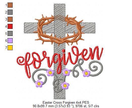 Easter Cross Forgiven - Rippled Stitch - Machine Embroidery Design