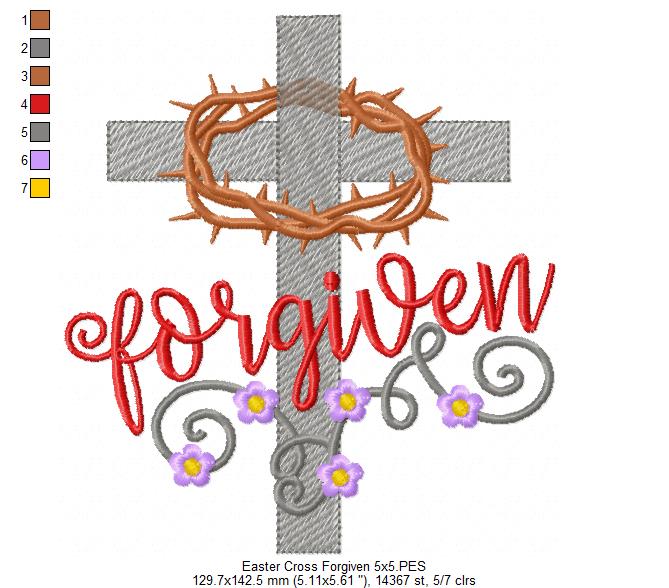 Easter Cross Forgiven - Rippled Stitch - Machine Embroidery Design