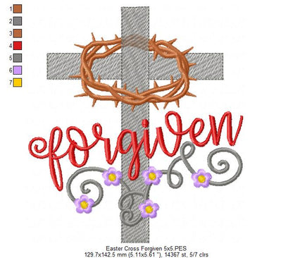 Easter Cross Forgiven - Rippled Stitch - Machine Embroidery Design