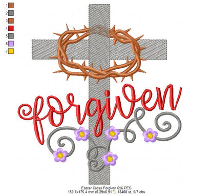 Easter Cross Forgiven - Rippled Stitch - Machine Embroidery Design
