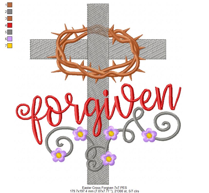 Easter Cross Forgiven - Rippled Stitch - Machine Embroidery Design