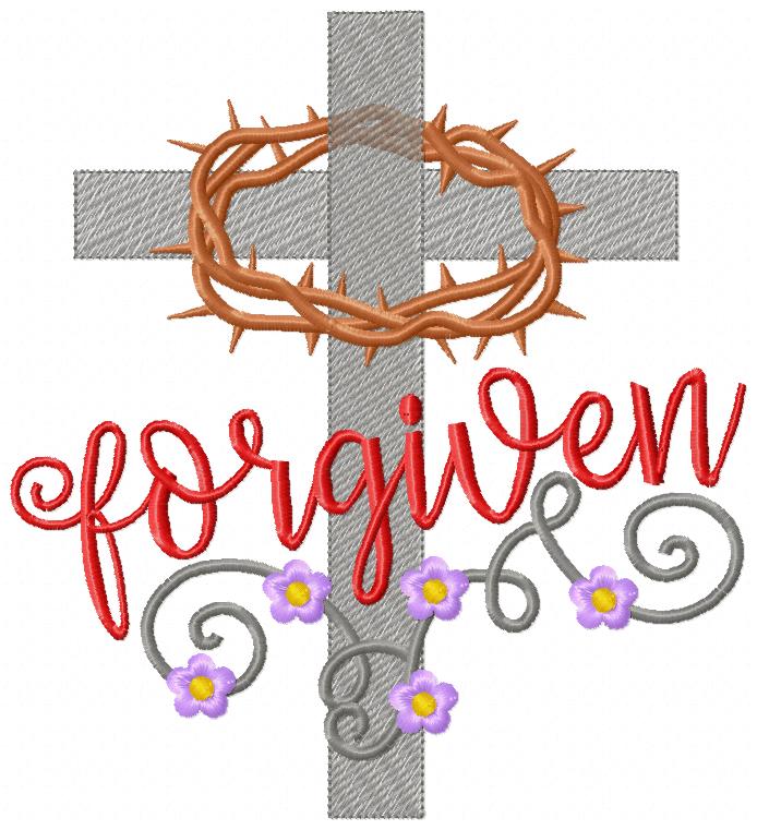 Easter Cross Forgiven - Rippled Stitch - Machine Embroidery Design