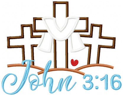 John 3:16 Cross Scene – Appliqué – Machine Embroidery Design