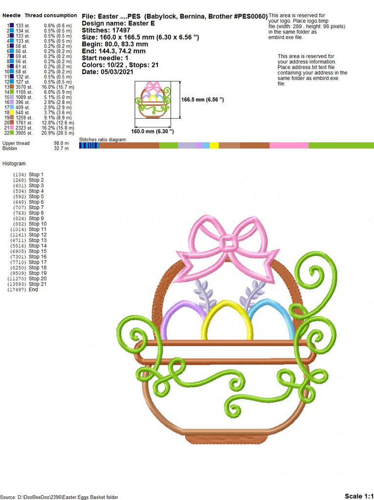 Easter Eggs Basket - Applique