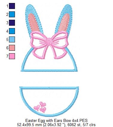 Easter Bunny Silhouette and Split Easter Egg - Applique - Set of 2 designs