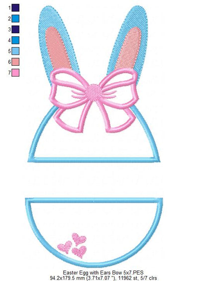 Easter Bunny Silhouette and Split Easter Egg - Applique - Set of 2 designs