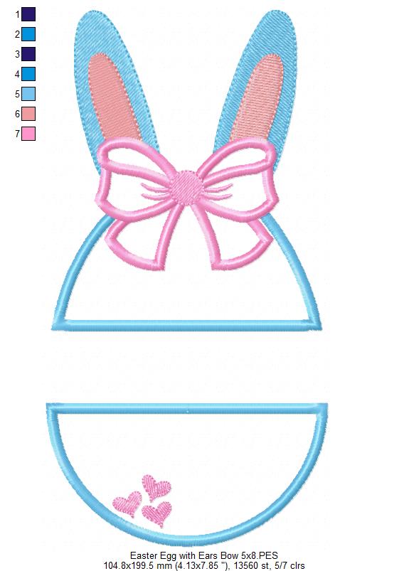 Easter Bunny Silhouette and Split Easter Egg - Applique - Set of 2 designs