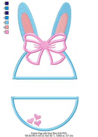 Easter Bunny Silhouette and Split Easter Egg - Applique - Set of 2 designs