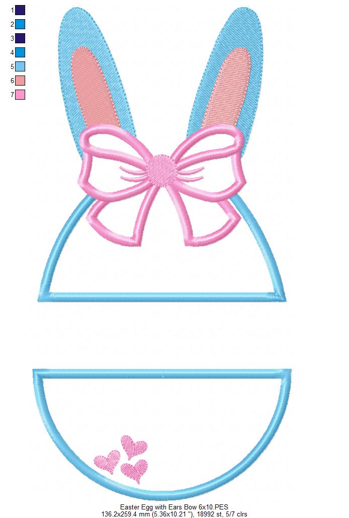 Easter Bunny Silhouette and Split Easter Egg - Applique - Set of 2 designs