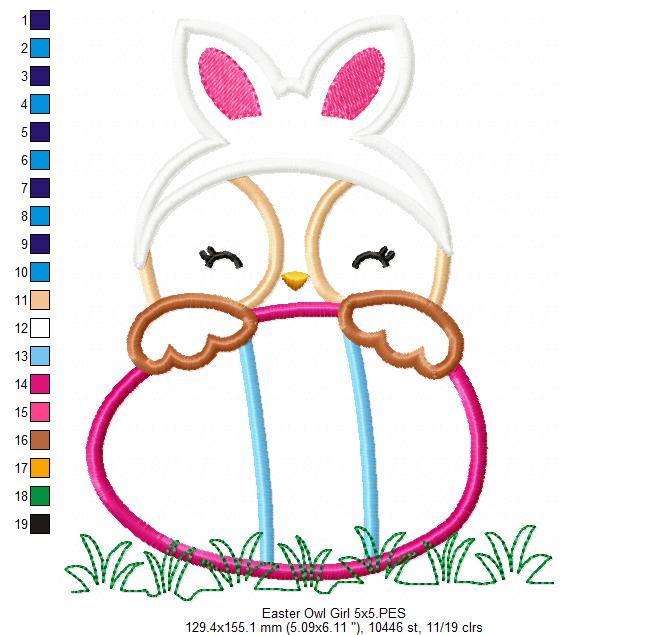 Easter Owl Girl - Applique