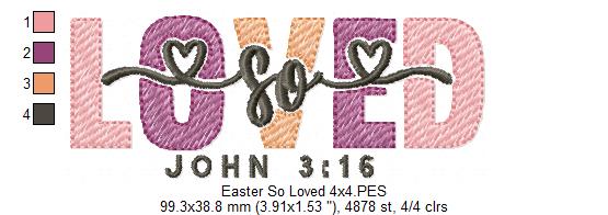 So Loved Christian Easter - Fill Stitch - Machine Embroidery Design