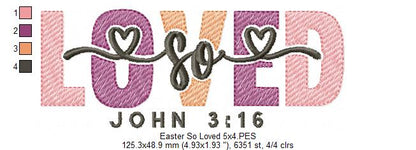 So Loved Christian Easter - Fill Stitch - Machine Embroidery Design