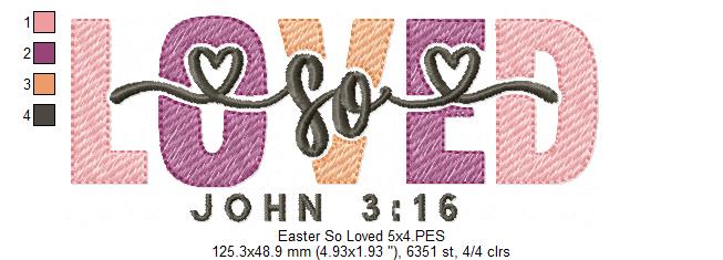 So Loved Christian Easter - Fill Stitch Embroidery