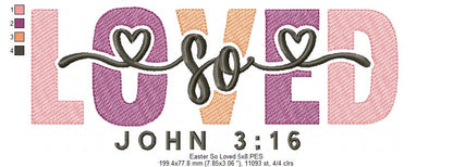 So Loved Christian Easter - Fill Stitch - Machine Embroidery Design