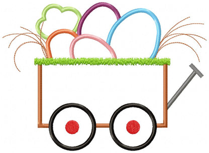 Easter Eggs and Carrot in Wagon - Applique