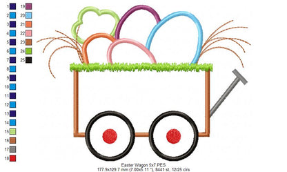 Easter Eggs and Carrot in Wagon - Applique
