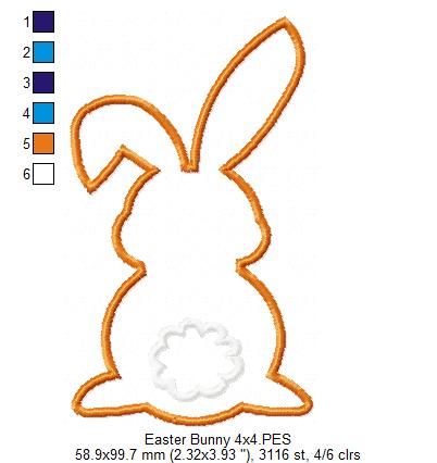 Easter Bunny Silhouette - Applique - Machine Embroidery Design
