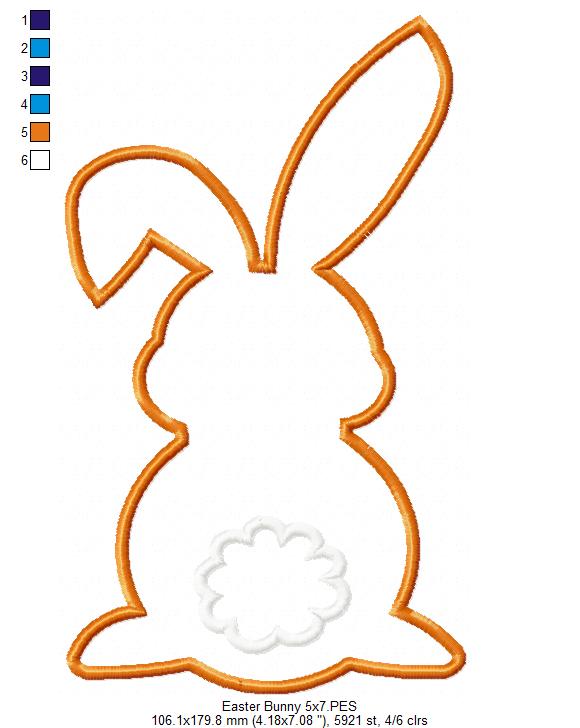 Easter Bunny Silhouette - Applique - Machine Embroidery Design