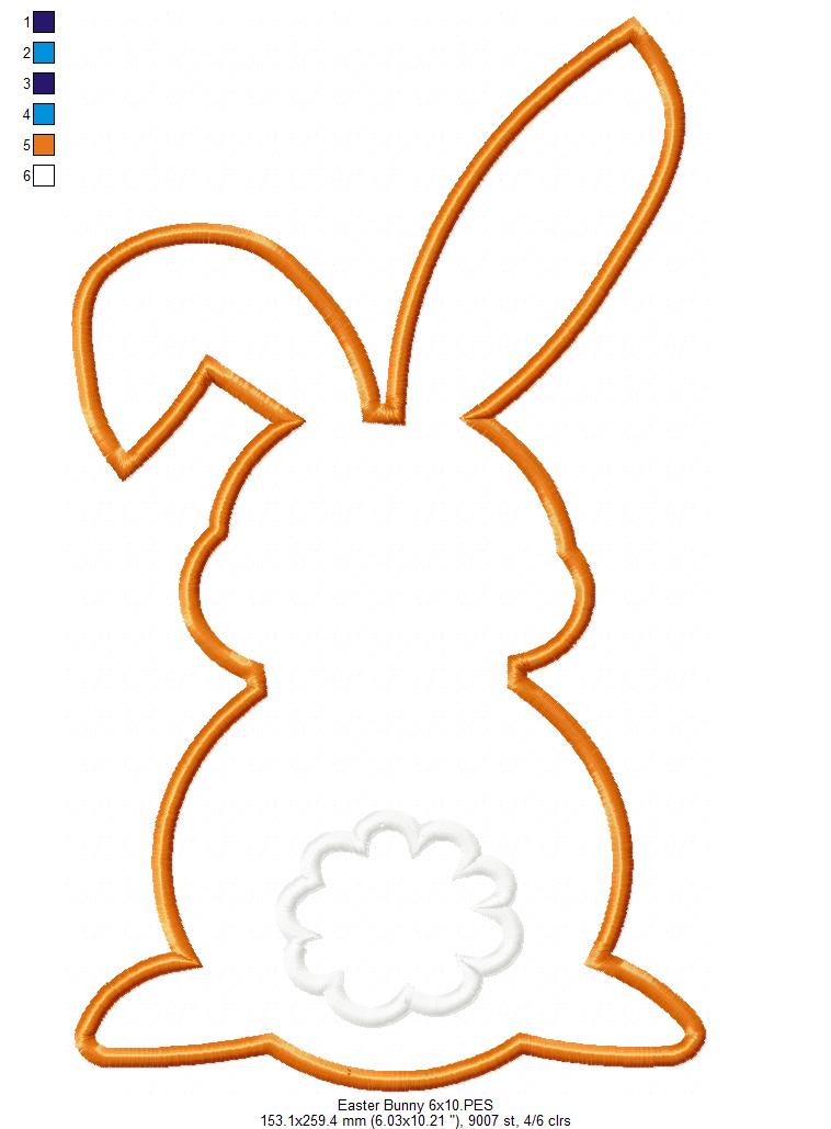 Easter Bunny Silhouette - Applique - Machine Embroidery Design