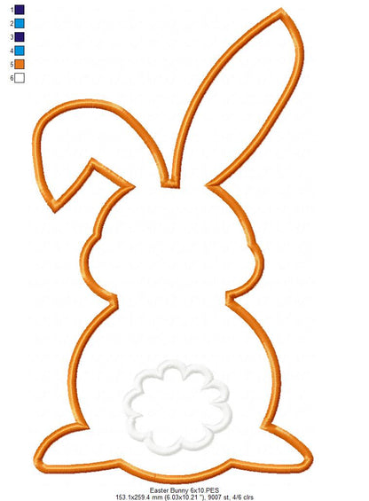 Easter Bunny Silhouette - Applique - Machine Embroidery Design
