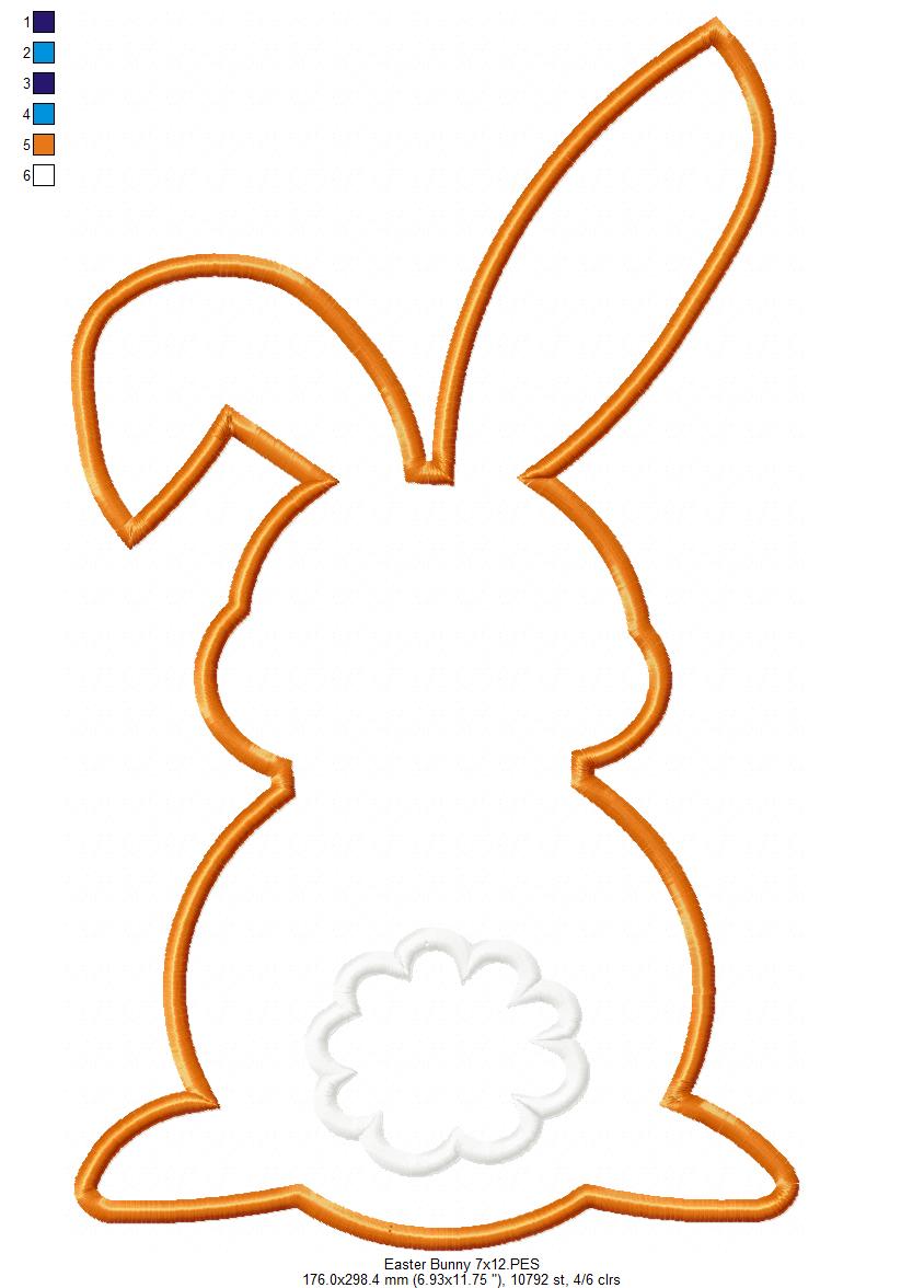 Easter Bunny Silhouette - Applique - Machine Embroidery Design