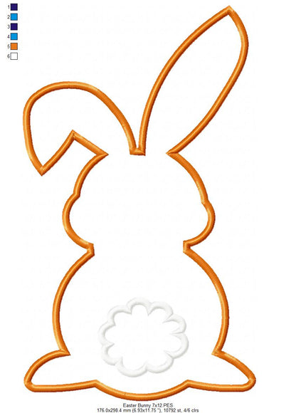 Easter Bunny Silhouette - Applique - Machine Embroidery Design