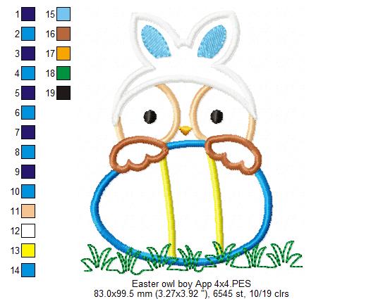 Easter Owl Boy - Applique