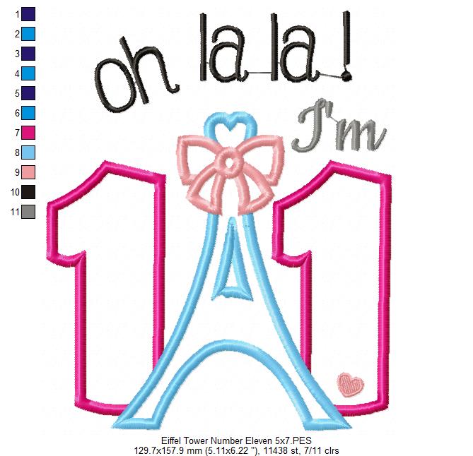 Oh La La! I'm Eleven Eiffel Tower 11th Birthday - Applique