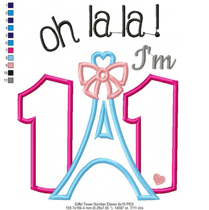 Oh La La! I'm Eleven Eiffel Tower 11th Birthday - Applique