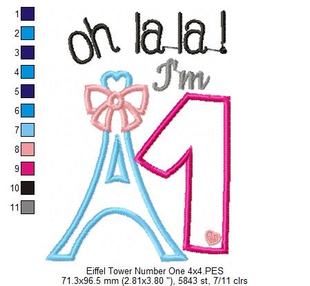 Oh La La! I'm One Eiffel Tower 1st Birthday - Applique