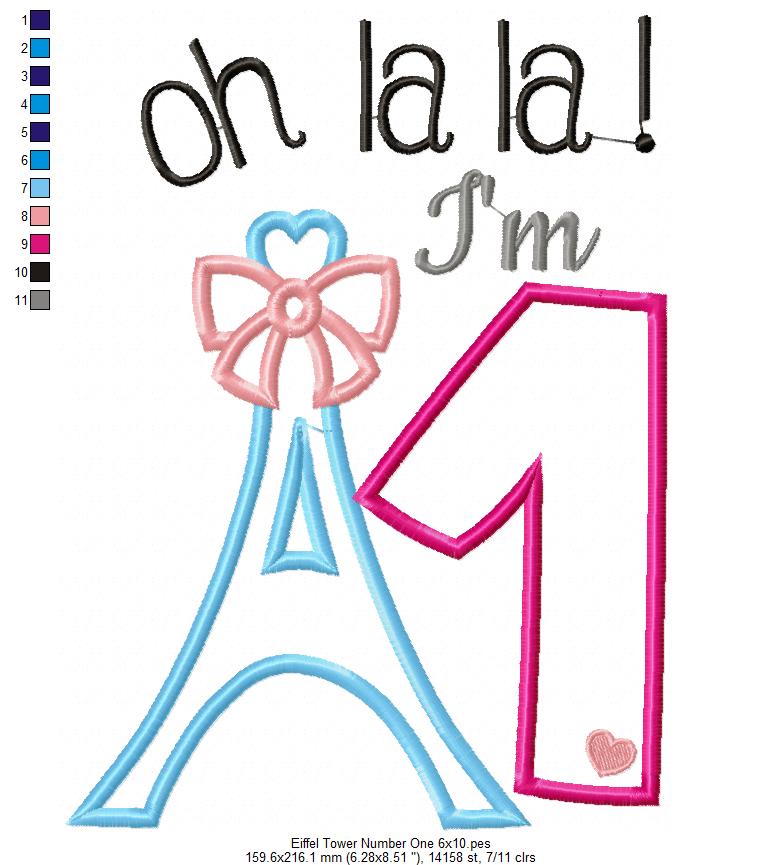 Oh La La! I'm One Eiffel Tower 1st Birthday - Applique